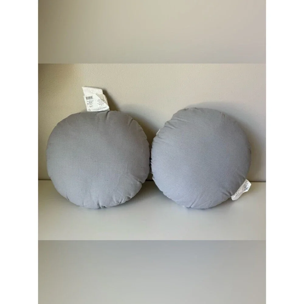 Threshold Toss Pillow Set Of 2 Round 16in Woven Cotton Slub Blue/Gray Gold